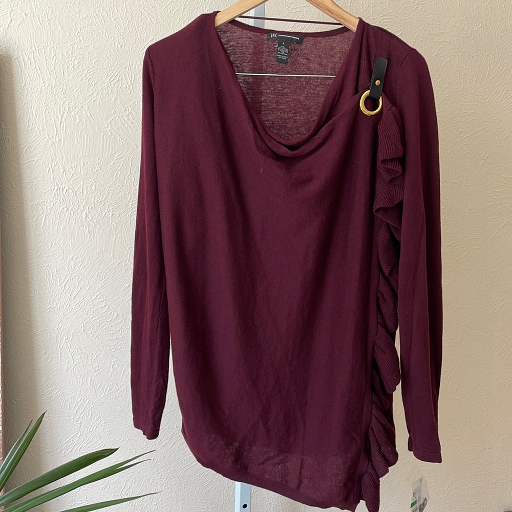 NWT $79 INC beautiful maroon wrap sweater